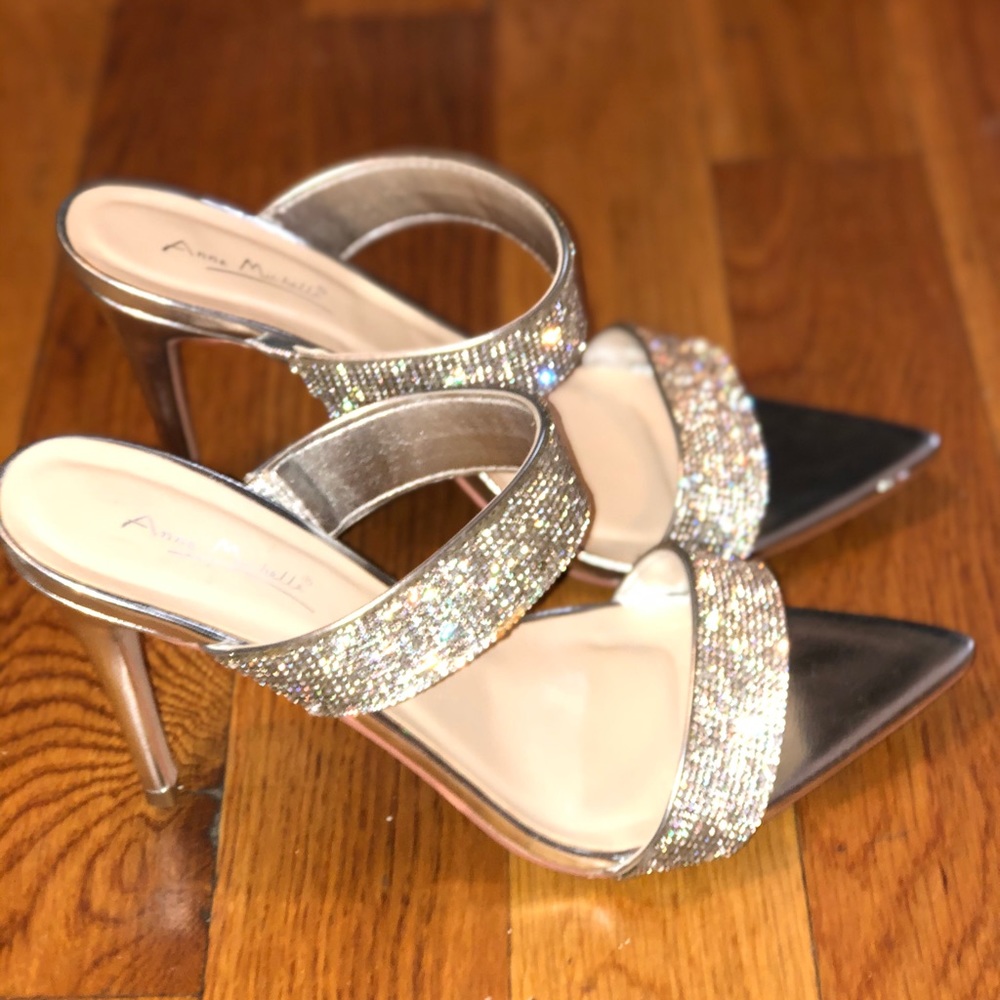 Studded glamorous sliver heels.